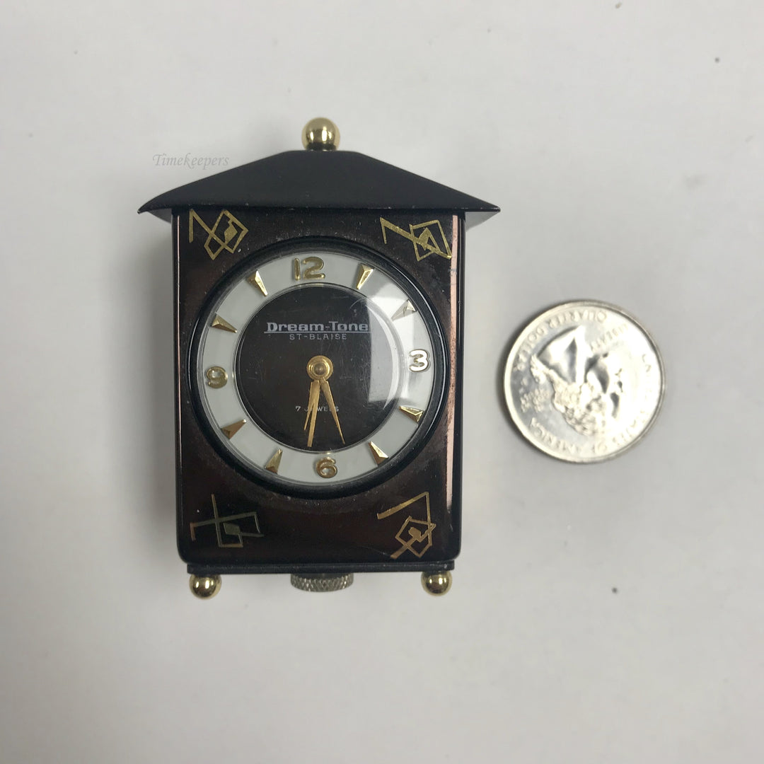 f422 Vintage Dream-Tone  ST-BLAISE Travel Miniature Music Alarm Clock