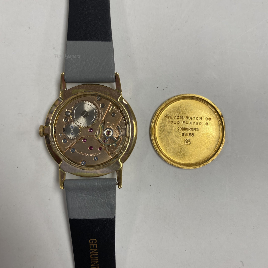 f439 Vintage Hilton Incabloc Swiss Mechanical Men's Wrist Watch Gold Tone 17J