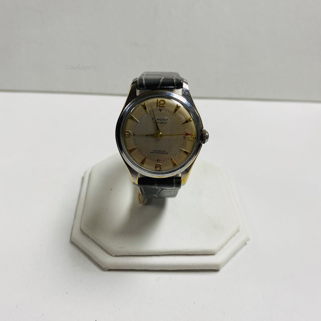 f440 Vintage Elmont Incabloc Swiss Mechanical Men's Wrist Watch Silver Tone 17J