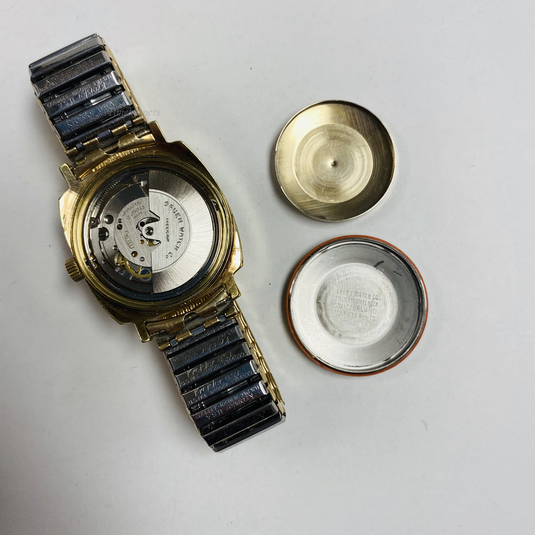 f449 Vintage Gruen Precision Swiss Autowind Men's Wrist Watch Gold Tone 17J