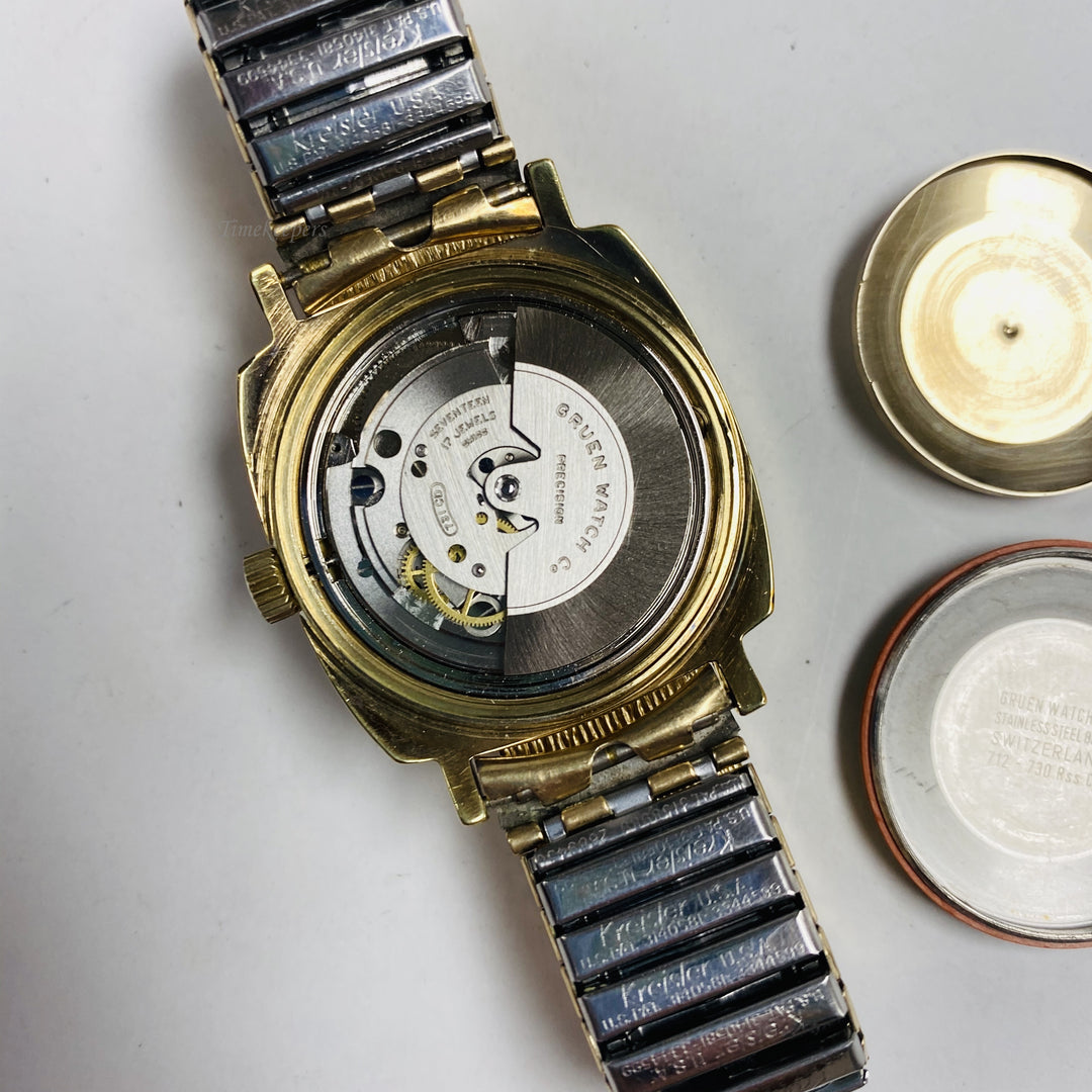 f449 Vintage Gruen Precision Swiss Autowind Men's Wrist Watch Gold Tone 17J