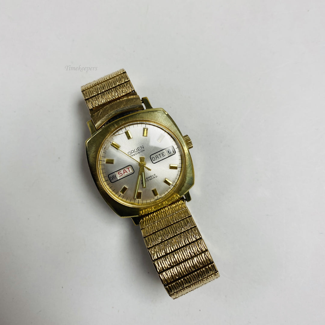 f449 Vintage Gruen Precision Swiss Autowind Men's Wrist Watch Gold Tone 17J