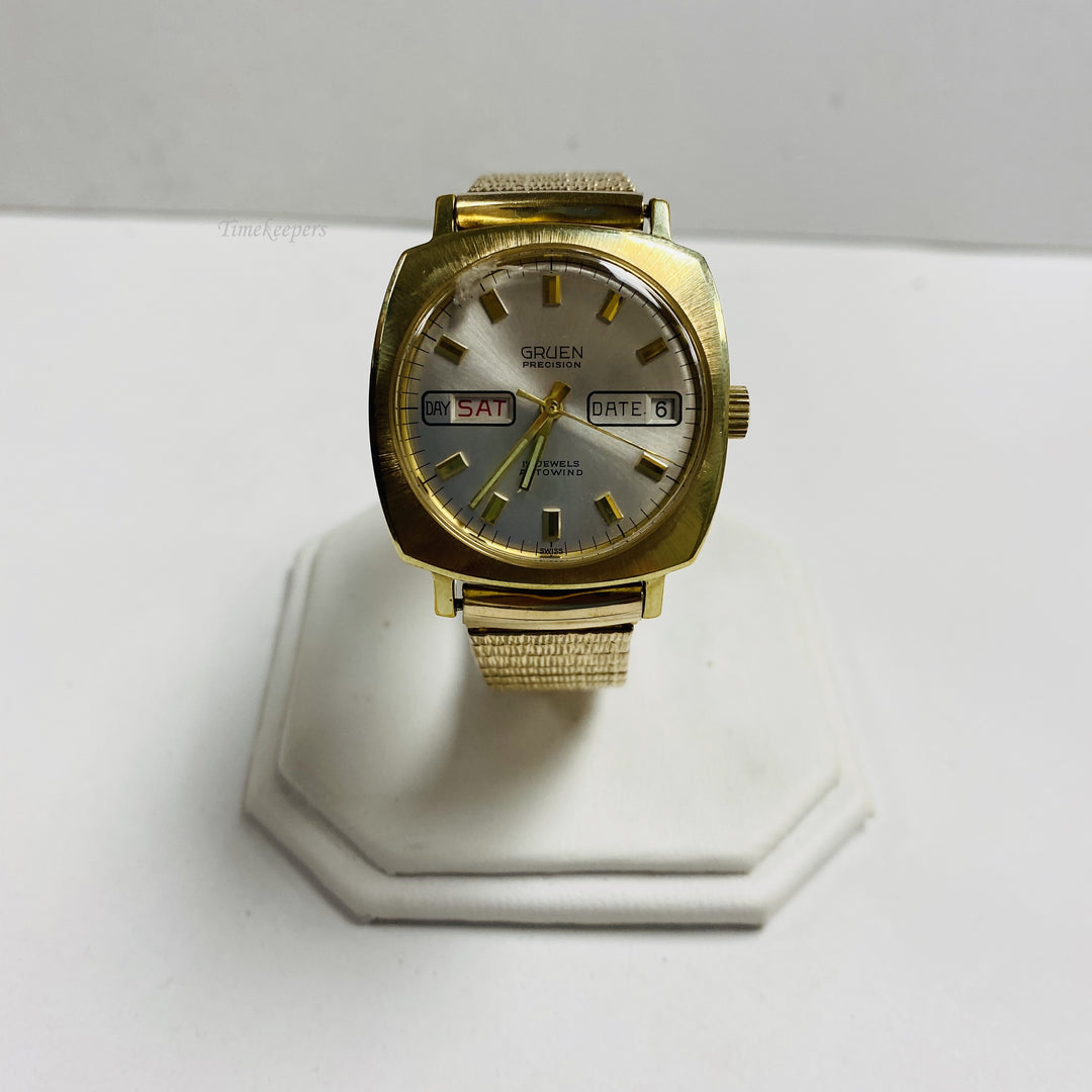 f449 Vintage Gruen Precision Swiss Autowind Men's Wrist Watch Gold Tone 17J