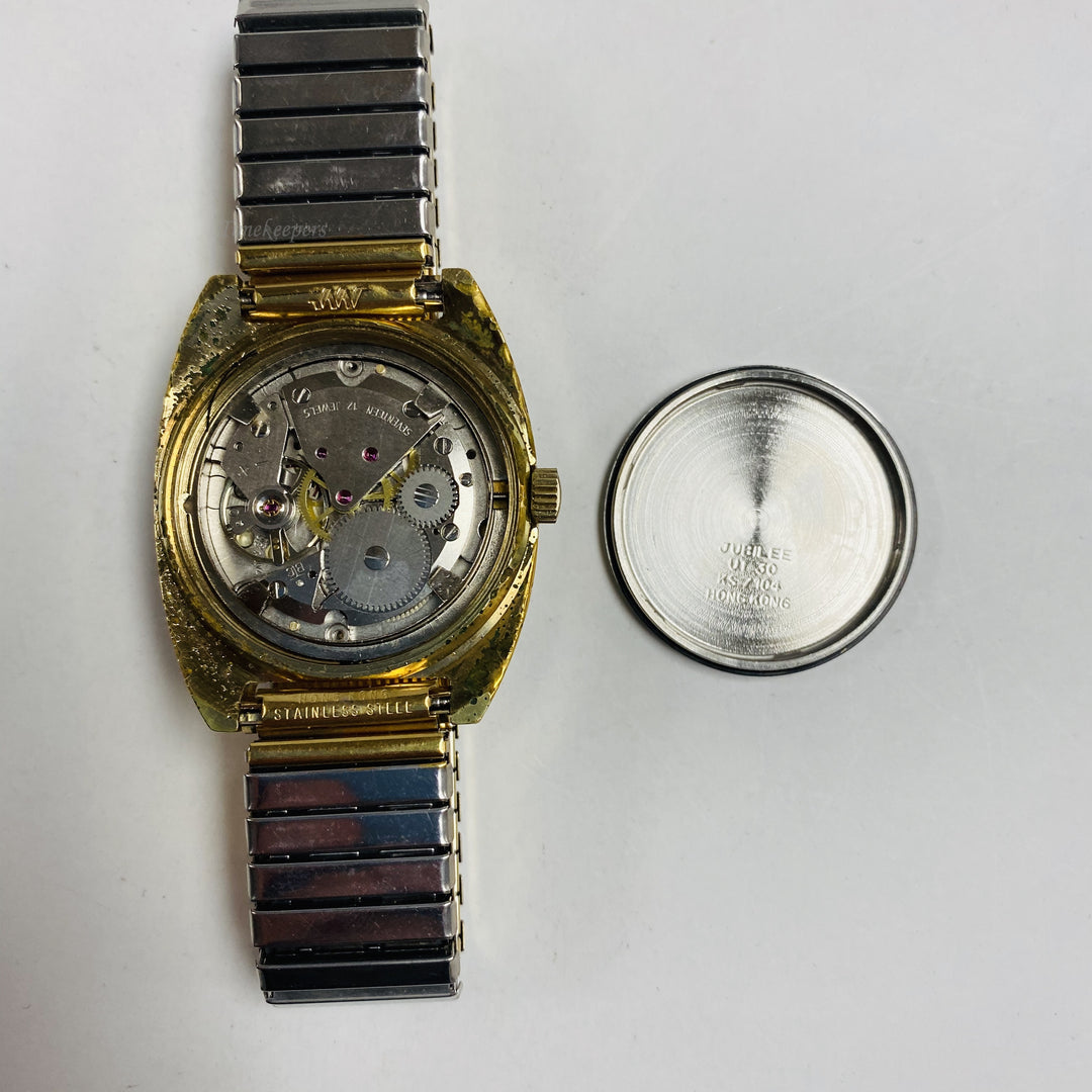 f450 Vintage Jubilee Mechanical Men's Wrist Watch Gold Tone 17J