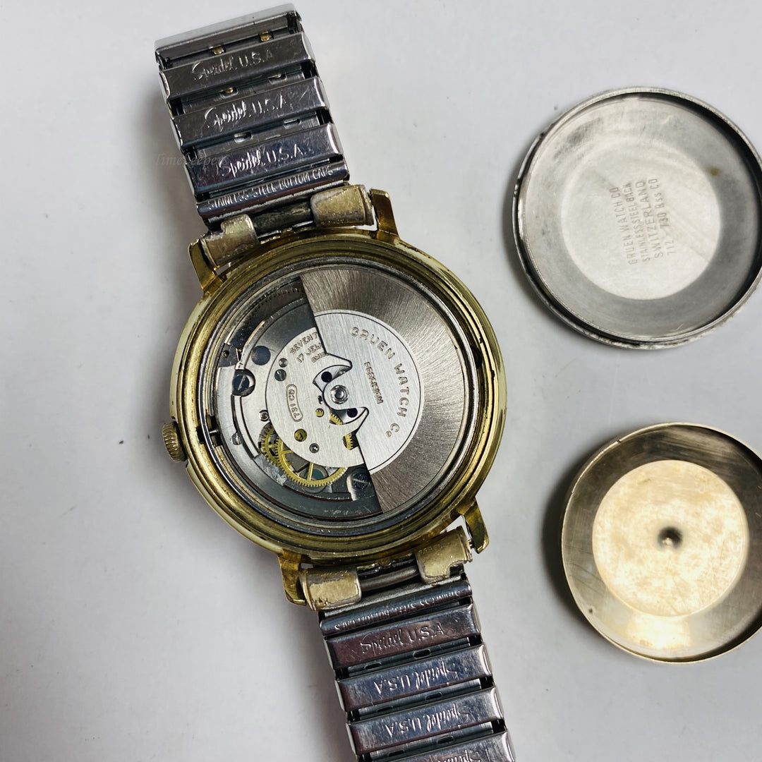 f451 Vintage Gruen Autowind Swiss Made Men's Wrist Watch Gold Tone 17J