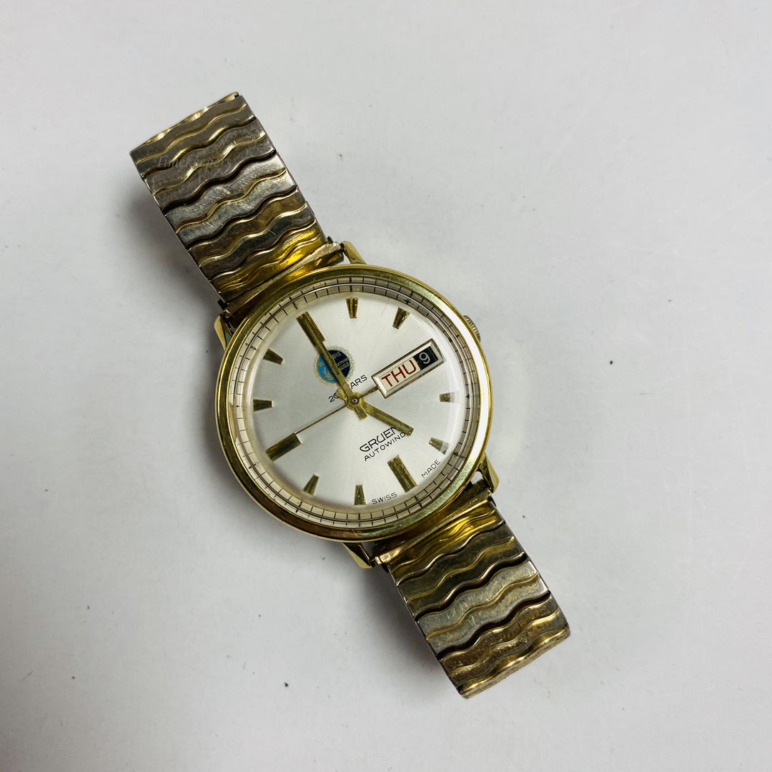 f451 Vintage Gruen Autowind Swiss Made Men's Wrist Watch Gold Tone 17J