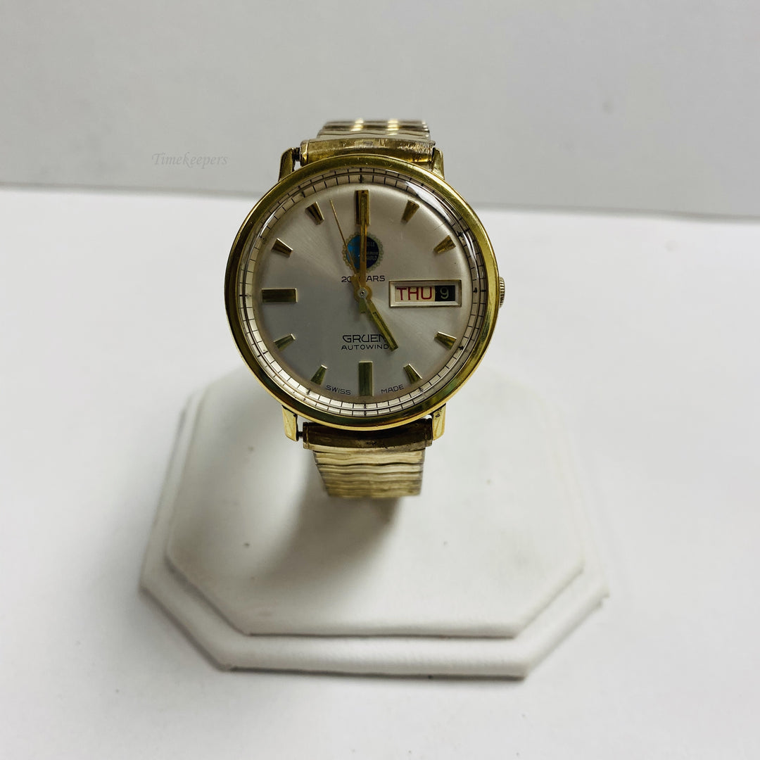 f451 Vintage Gruen Autowind Swiss Made Men's Wrist Watch Gold Tone 17J