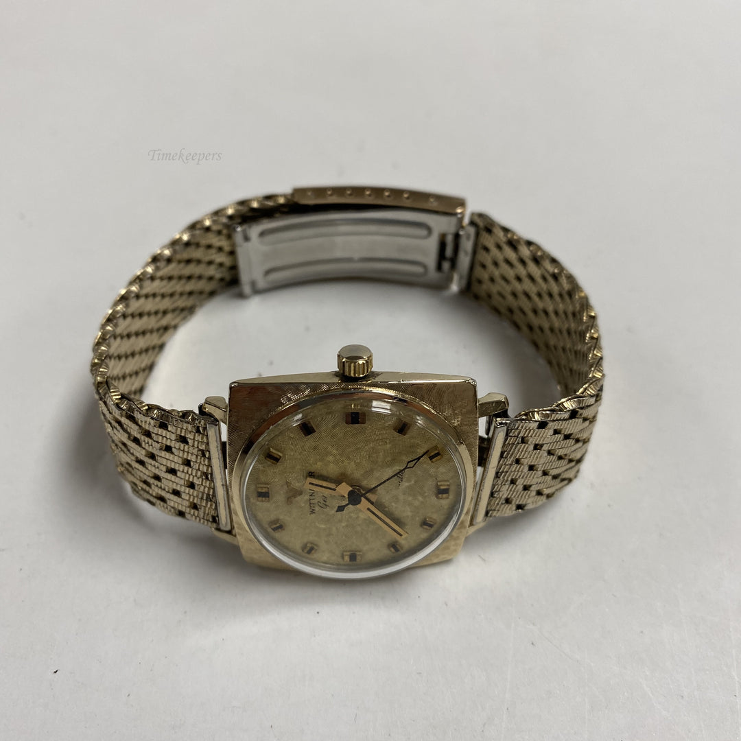 f454 Vintage Wittnauer Mechanical Men's Wrist Watch 10K RGP Bezel Gold Tone 17J