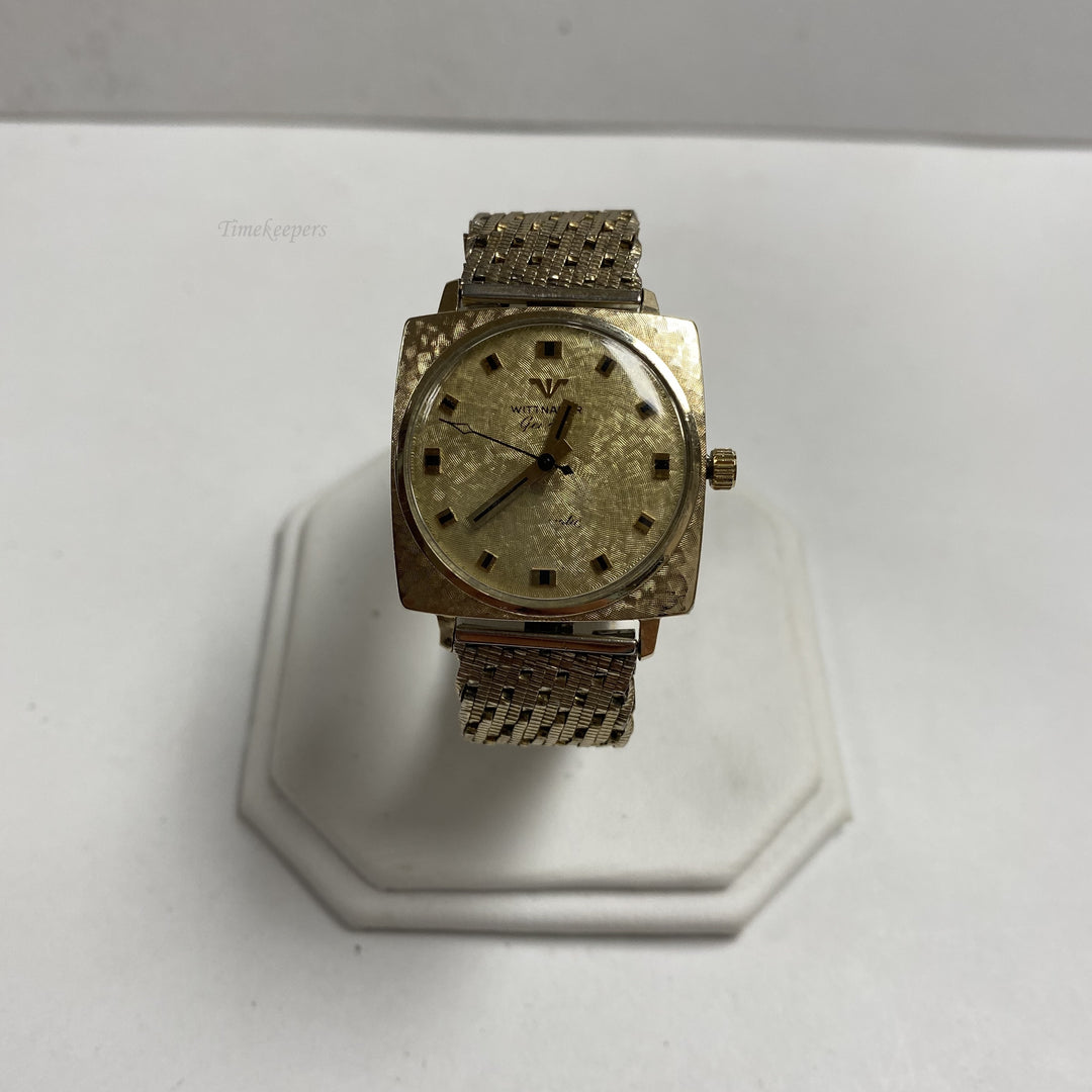 f454 Vintage Wittnauer Mechanical Men's Wrist Watch 10K RGP Bezel Gold Tone 17J