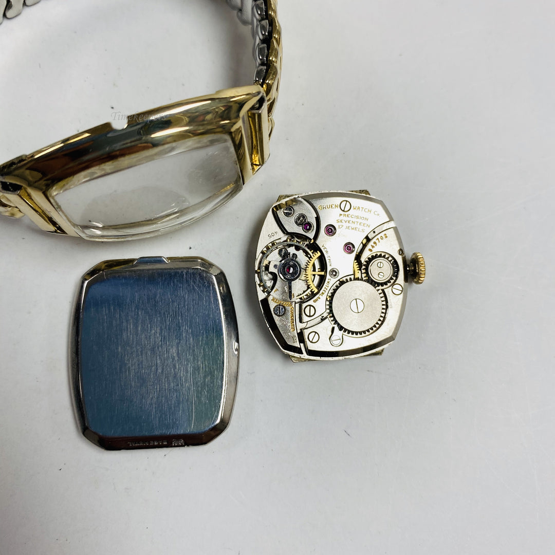 f457 Vintage Gruen Veri-Thin Swiss Mechanical Men's Wrist Watch Gold Tone 17J