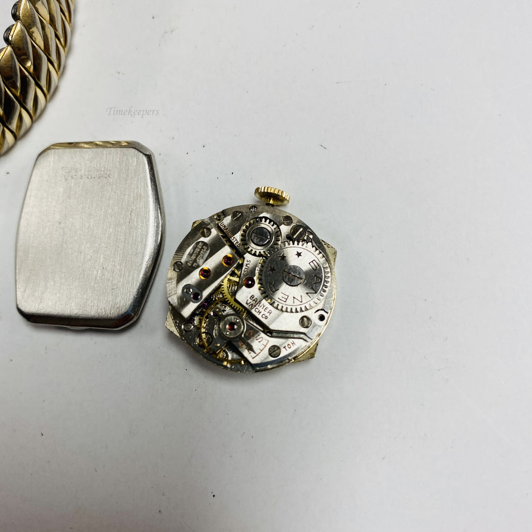 f458 Vintage Banner Swiss Mechanical Men's Wrist Watch Gold Tone 17J