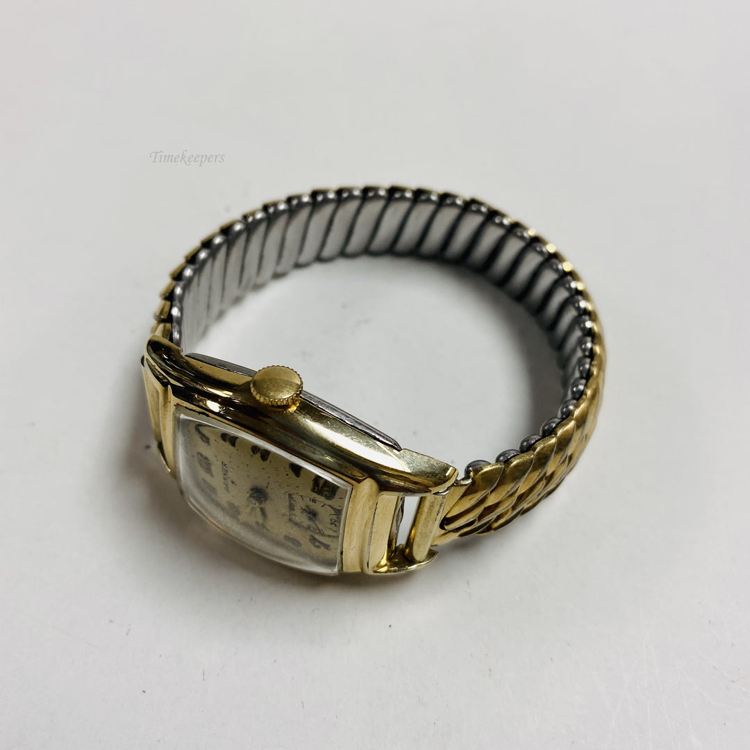 f458 Vintage Banner Swiss Mechanical Men's Wrist Watch Gold Tone 17J