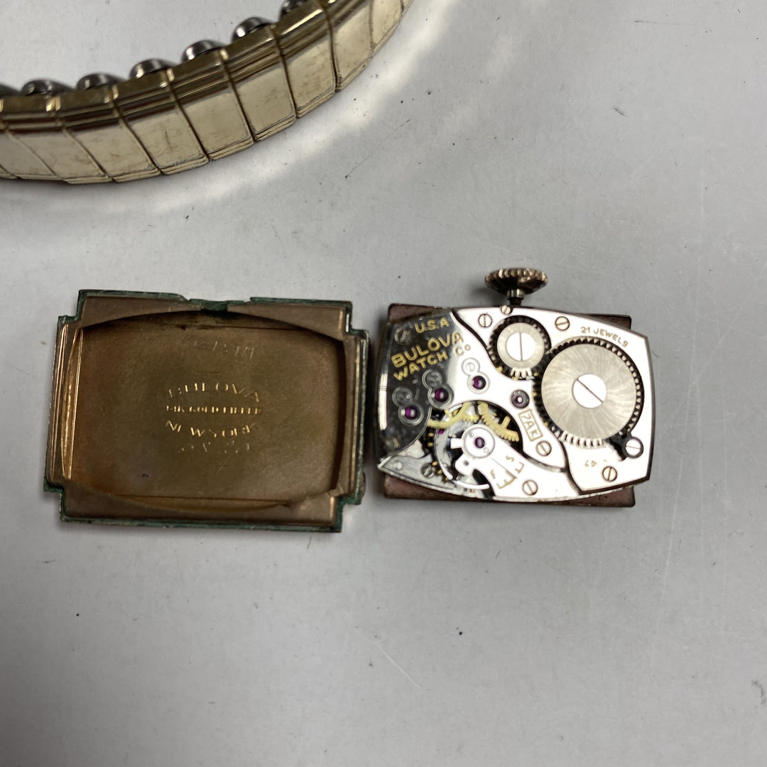 f459 Vintage Bulova USA Mechanical Men's Wrist Watch Rose Gold Tone 21J