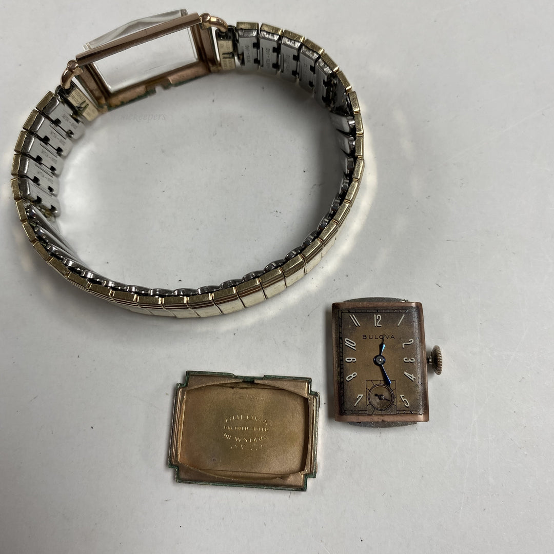 f459 Vintage Bulova USA Mechanical Men's Wrist Watch Rose Gold Tone 21J