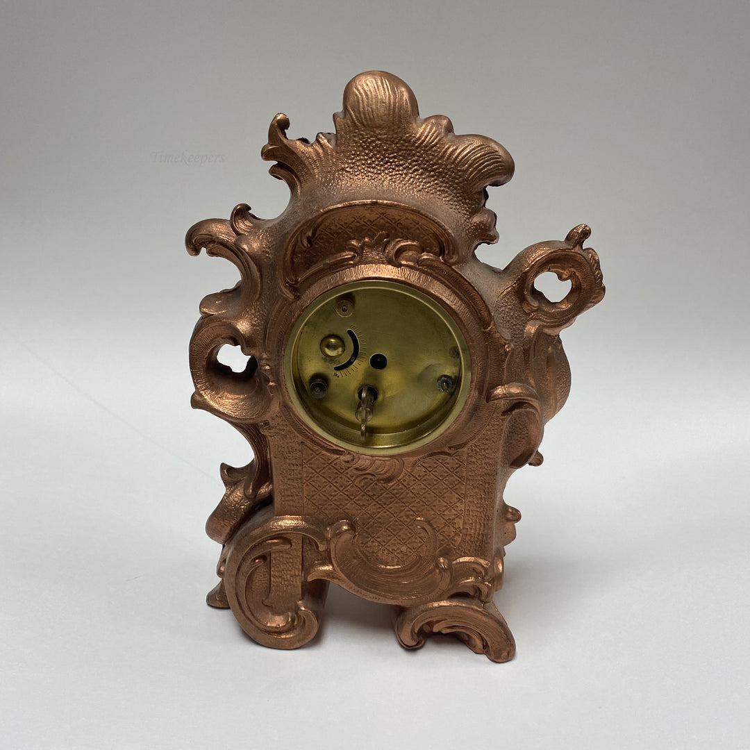 f460 Antique New Haven USA Mantel Standing Clock Carved Cupid