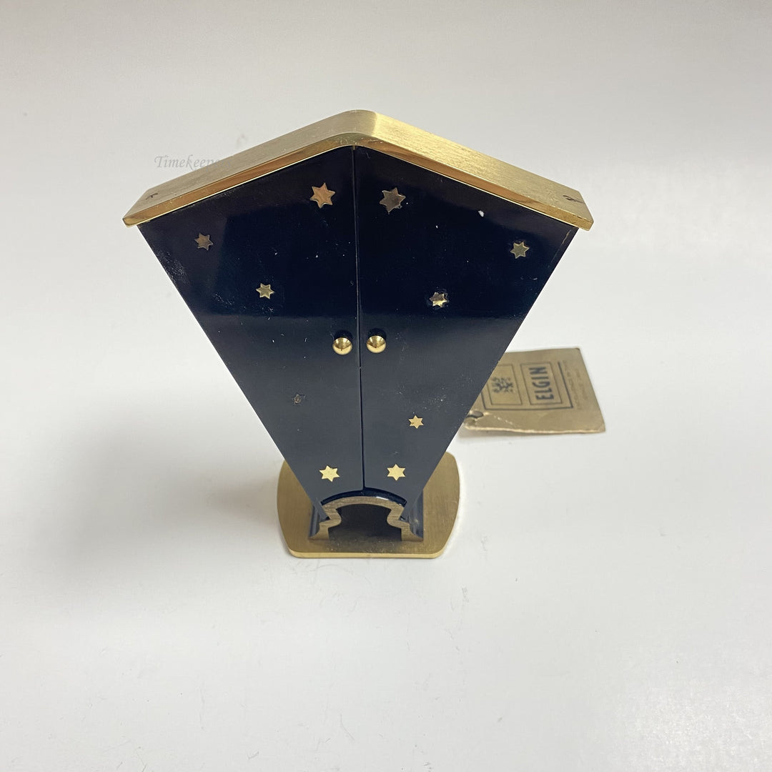 f497 Vintage Elgin Made in France Shelf 7 Jewel Alarm Clock & Box