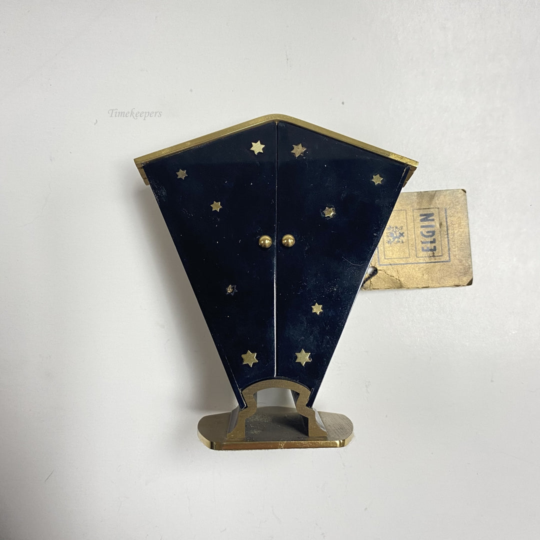 f497 Vintage Elgin Made in France Shelf 7 Jewel Alarm Clock & Box