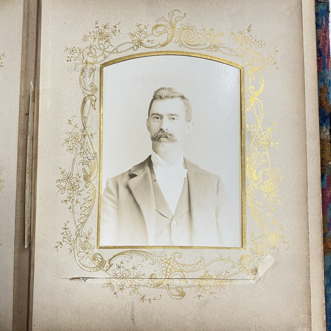 f499 Antique Victorian Velvet Photo Album Front Mirror Ornate Brass Musical Box