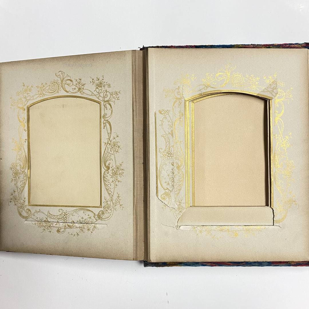 f499 Antique Victorian Velvet Photo Album Front Mirror Ornate Brass Musical Box