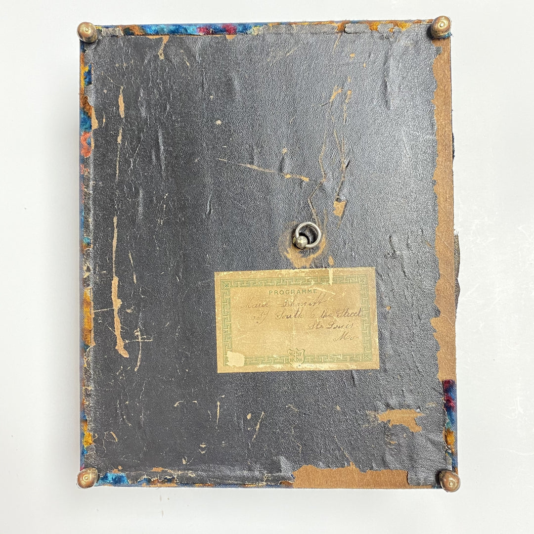 f499 Antique Victorian Velvet Photo Album Front Mirror Ornate Brass Musical Box