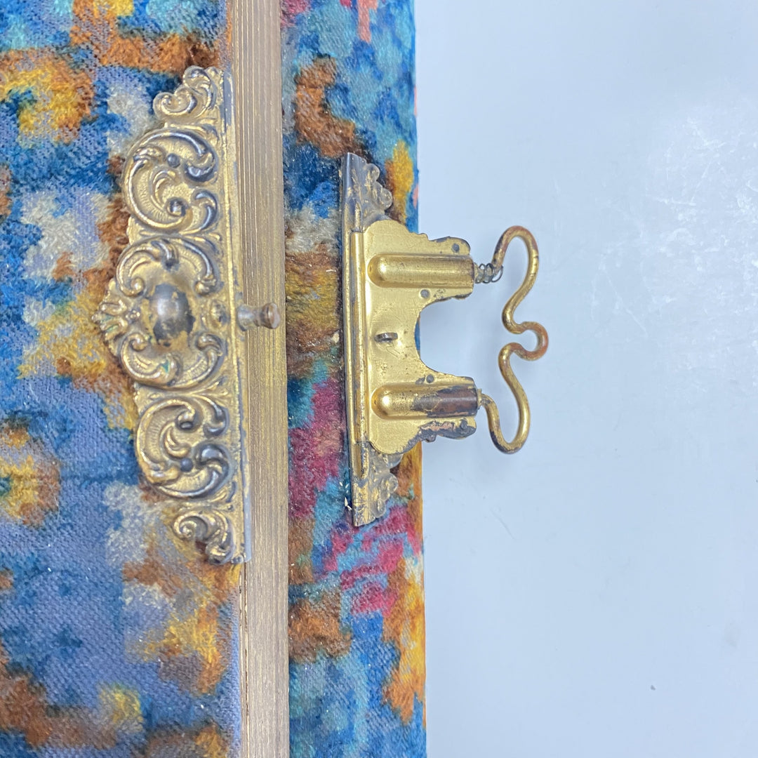 f499 Antique Victorian Velvet Photo Album Front Mirror Ornate Brass Musical Box