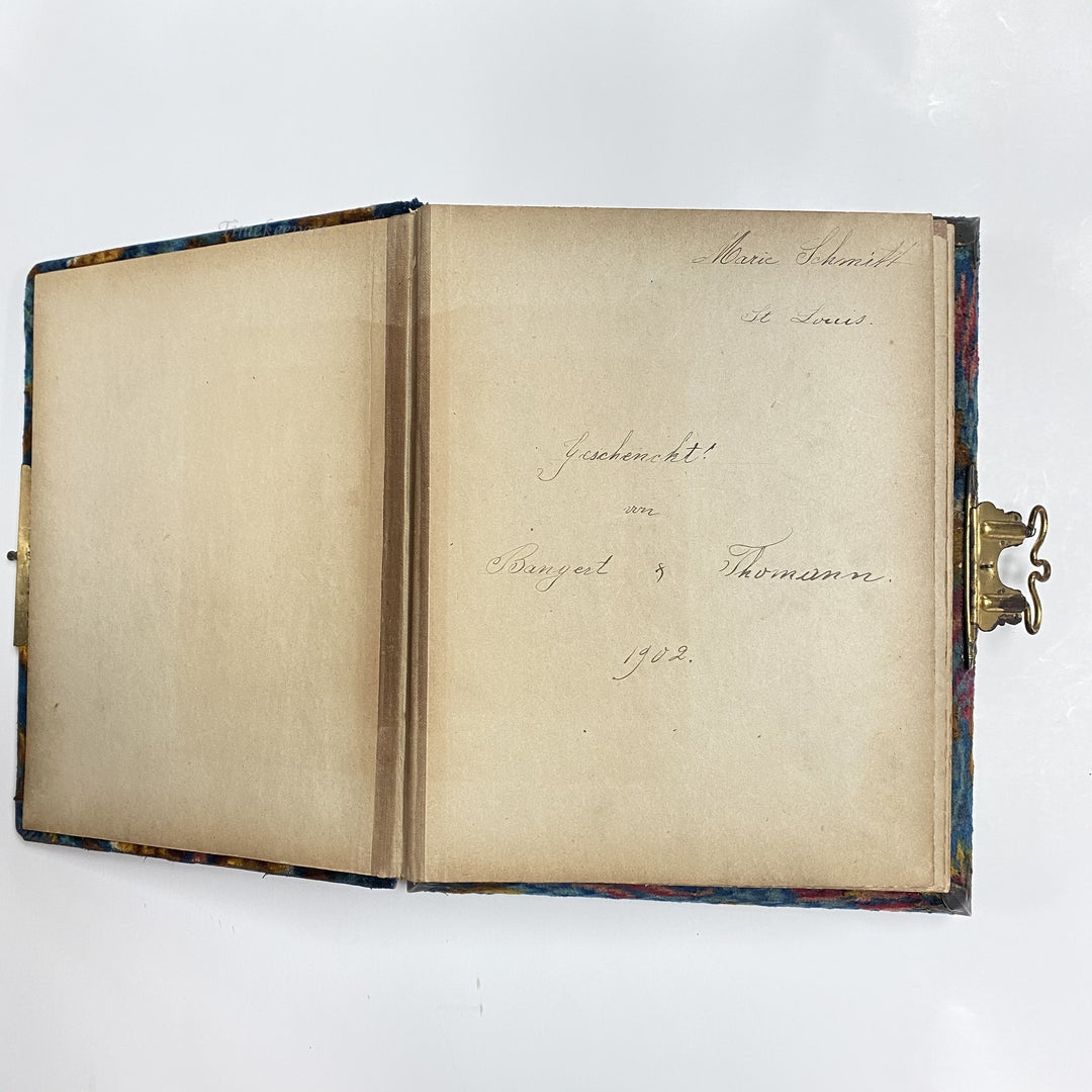 f499 Antique Victorian Velvet Photo Album Front Mirror Ornate Brass Musical Box