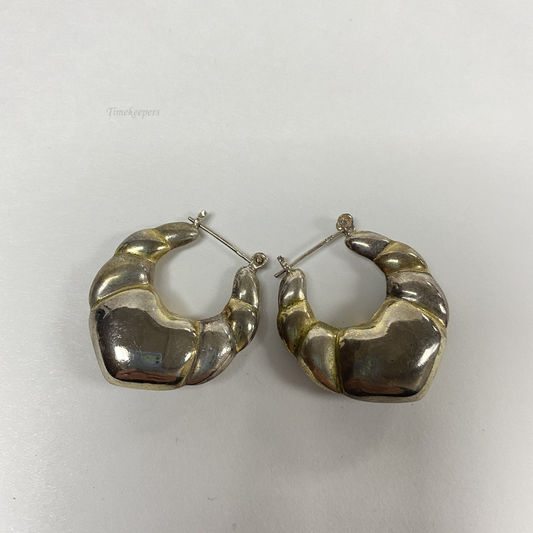 f521 Vintage Sterling Silver Gold Tone Shaped Large Dangle Earrings