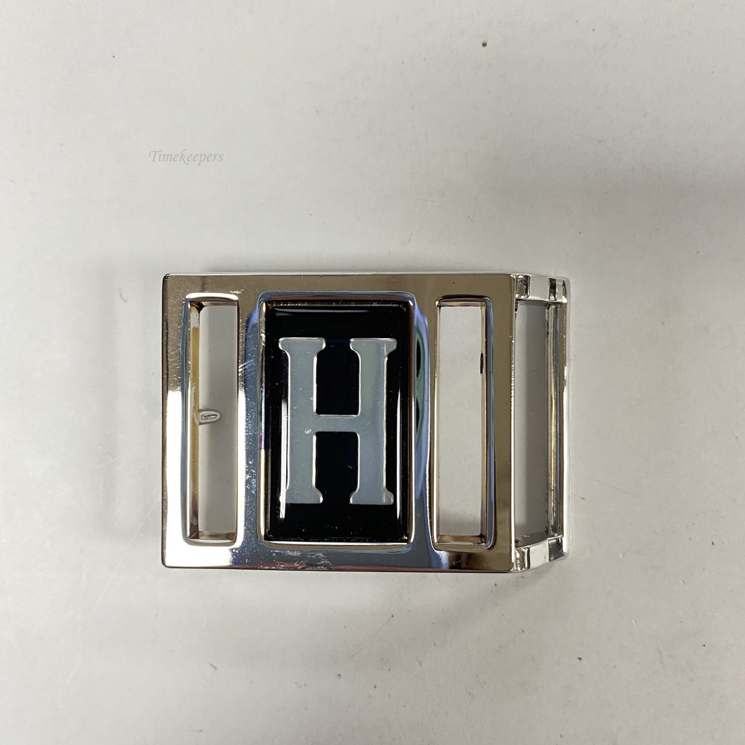 f527 Vintage Silver Tone "H" Belt Buckle