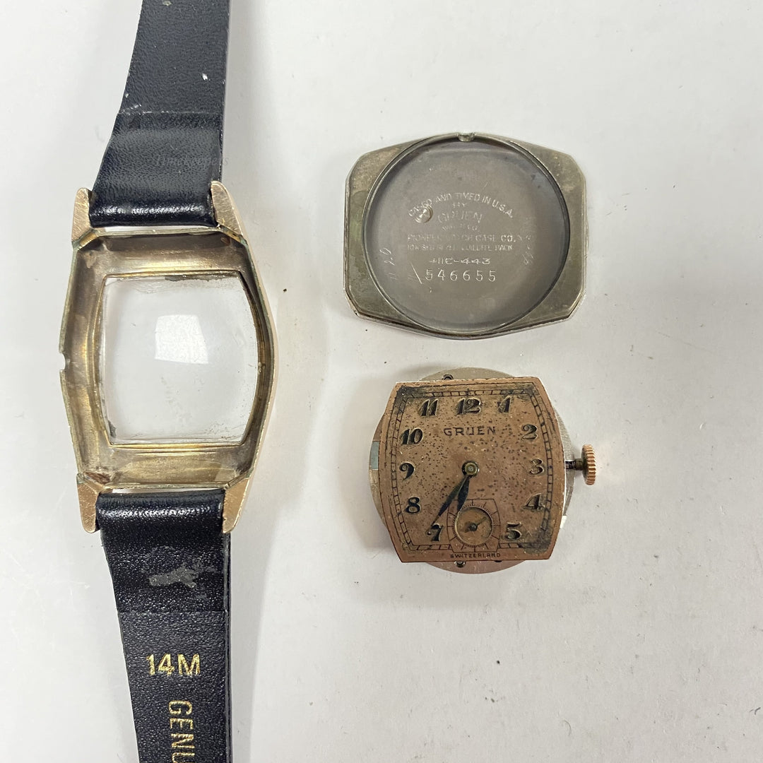 f554 Vintage Gruen Switzerland Mechanical Men's Wrist Watch 15Jewels