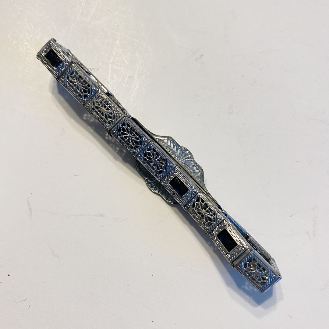 f584 Vintage Unique 925 Silver Plated Link Filigree Bracelet 6.75" Long