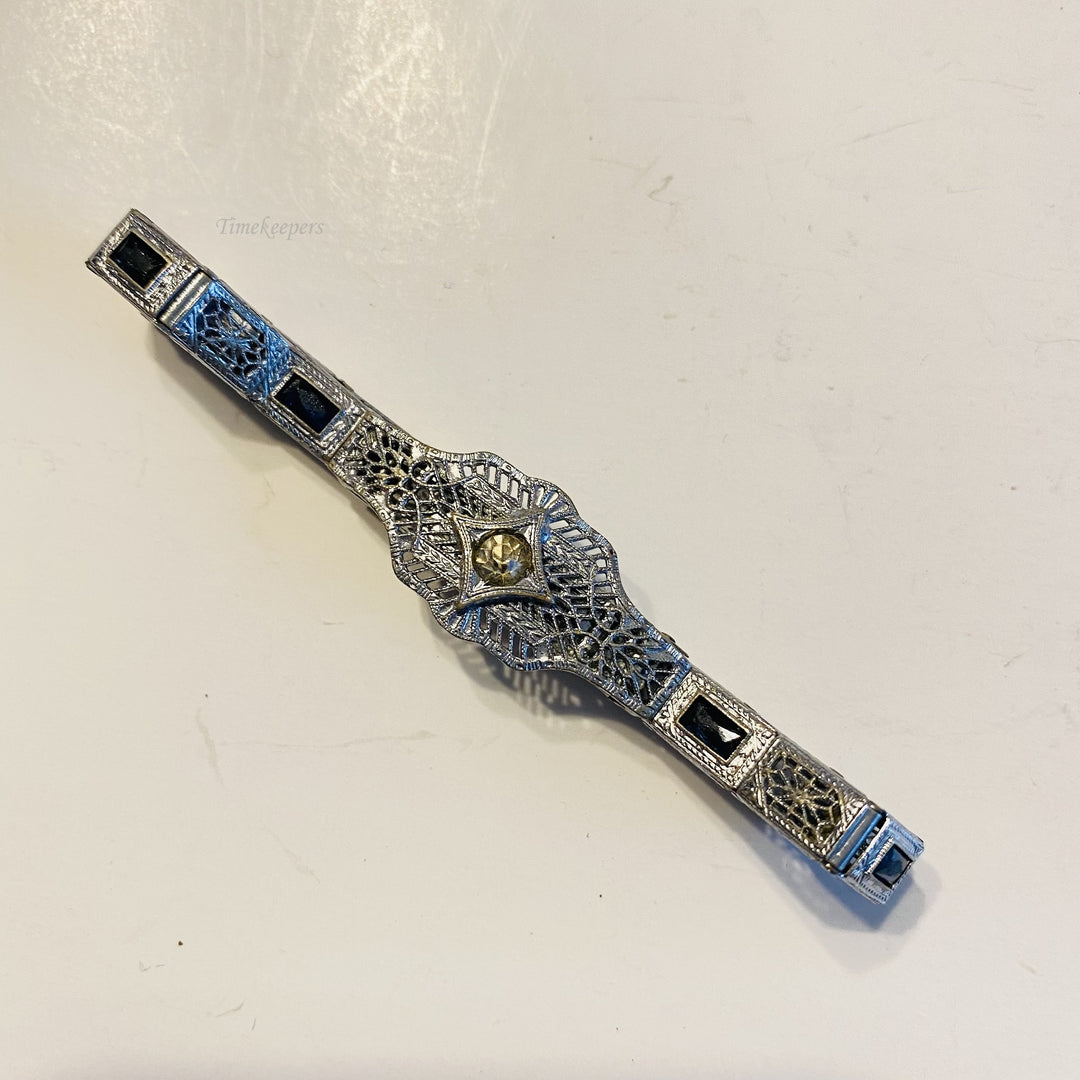 f584 Vintage Unique 925 Silver Plated Link Filigree Bracelet 6.75" Long