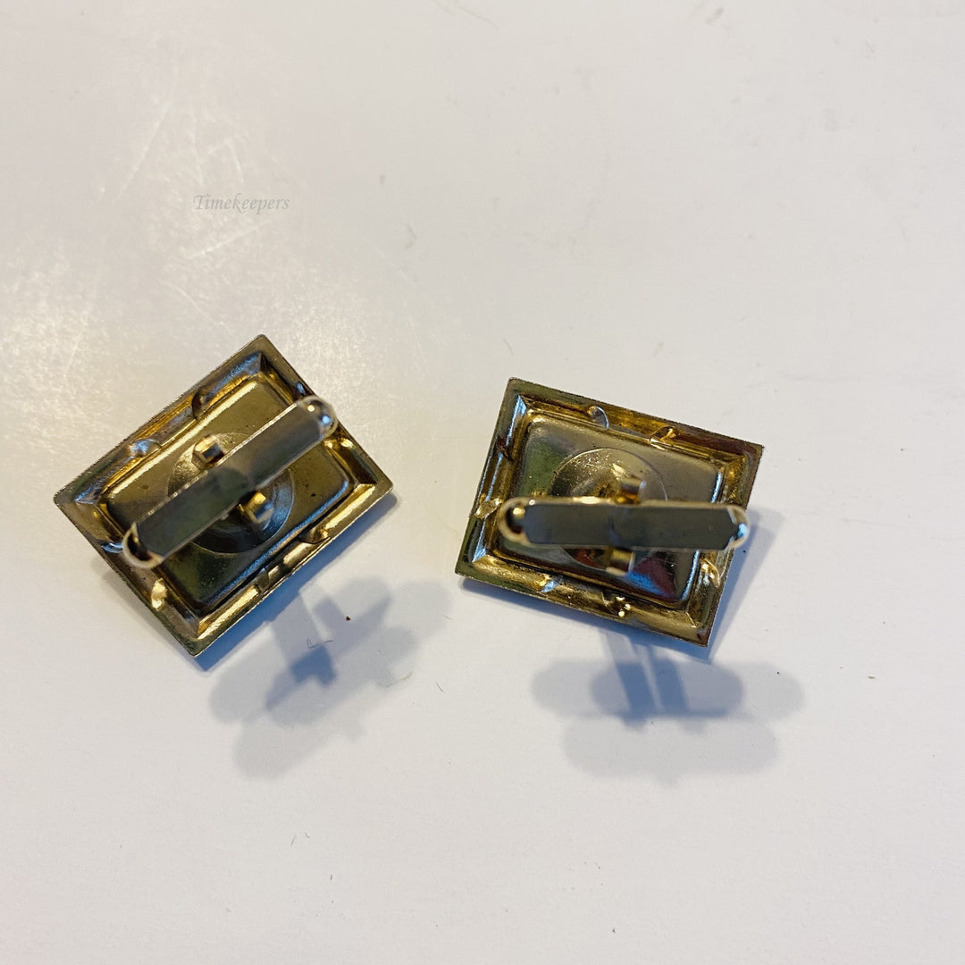 f590 Vintage White Gold Tone Men's Cuff Links Whine & White Stones