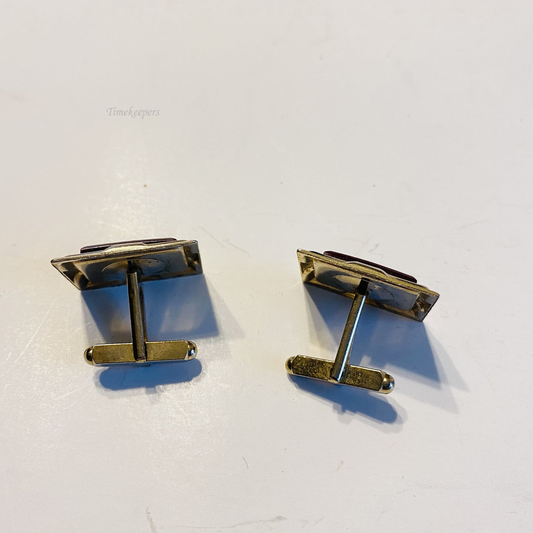 f590 Vintage White Gold Tone Men's Cuff Links Whine & White Stones