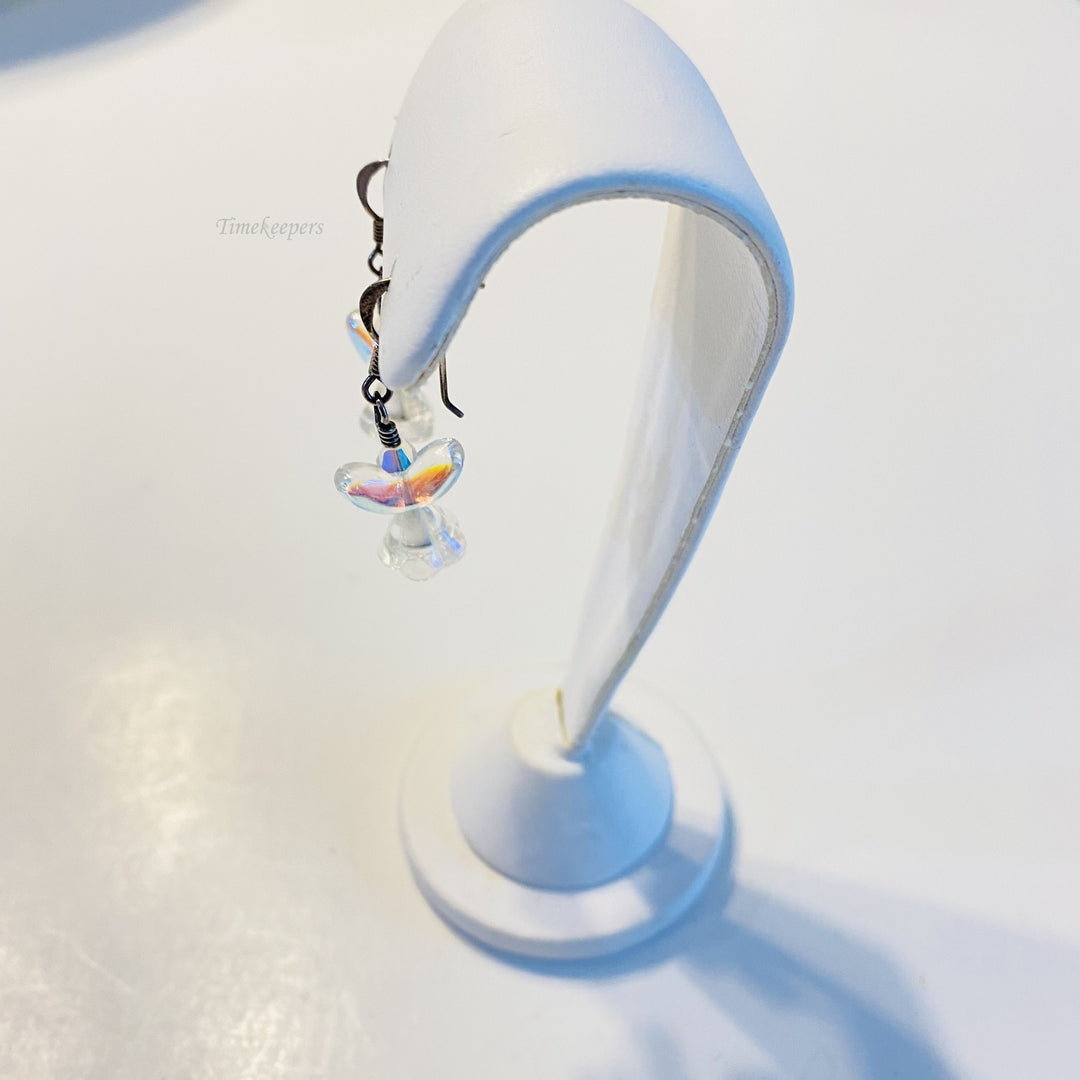 f593 Vintage Sterling Dancing White Angel Dangle Pierced Earrings