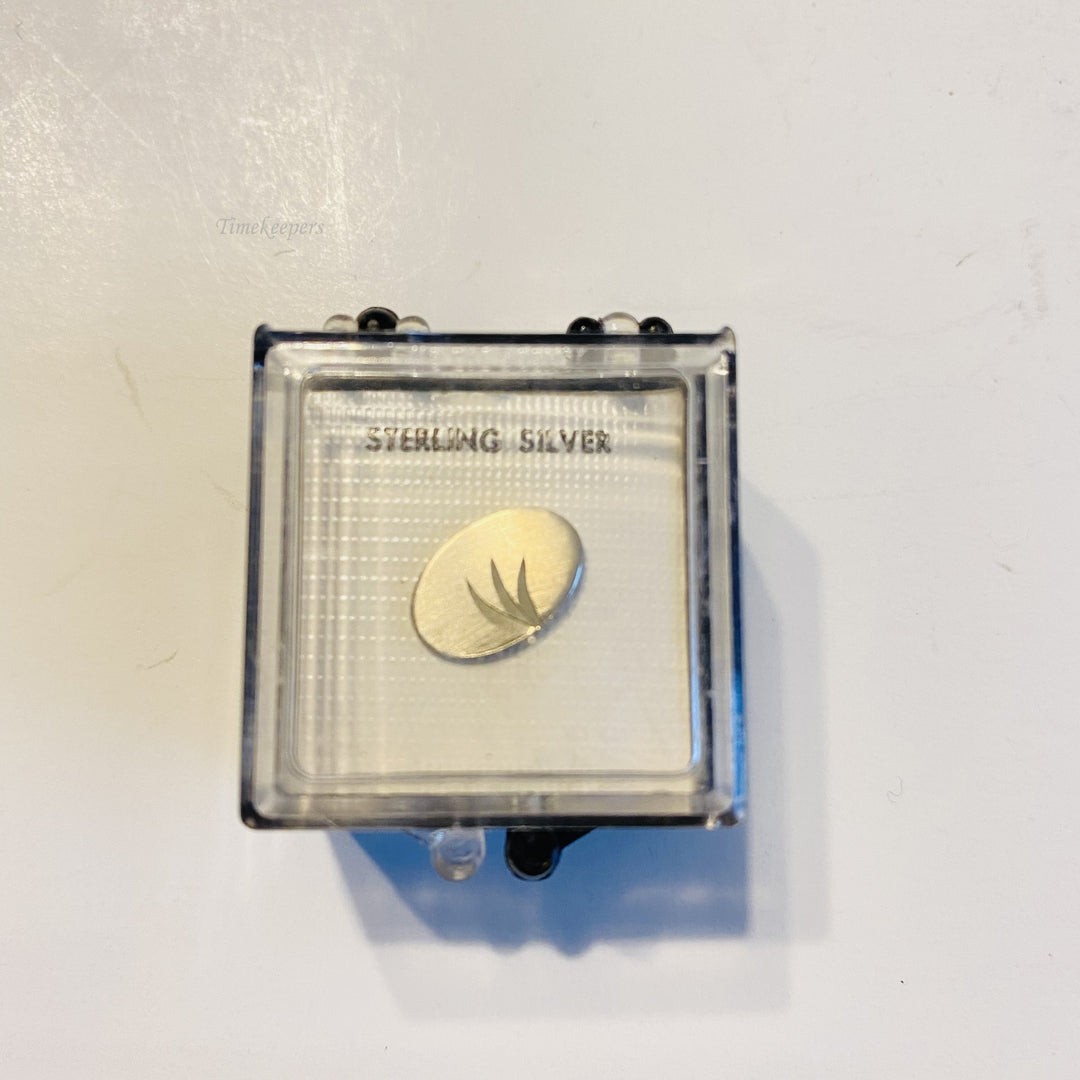 f602 Vintage Sterling Silver Brushed Finish Oval Tie Tack