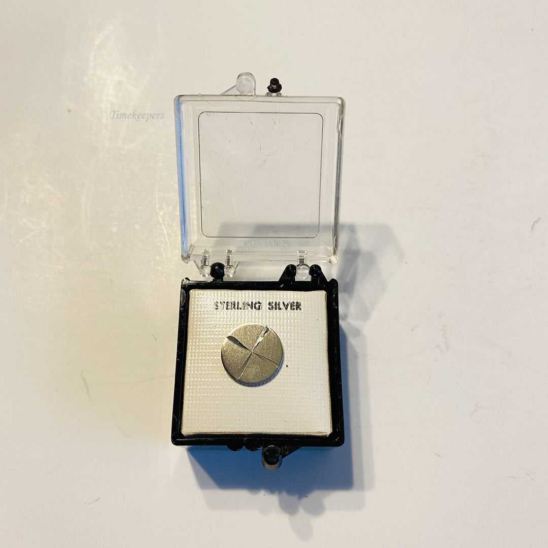 f603 Vintage Sterling Silver Brushed Finish Round Tie Tack