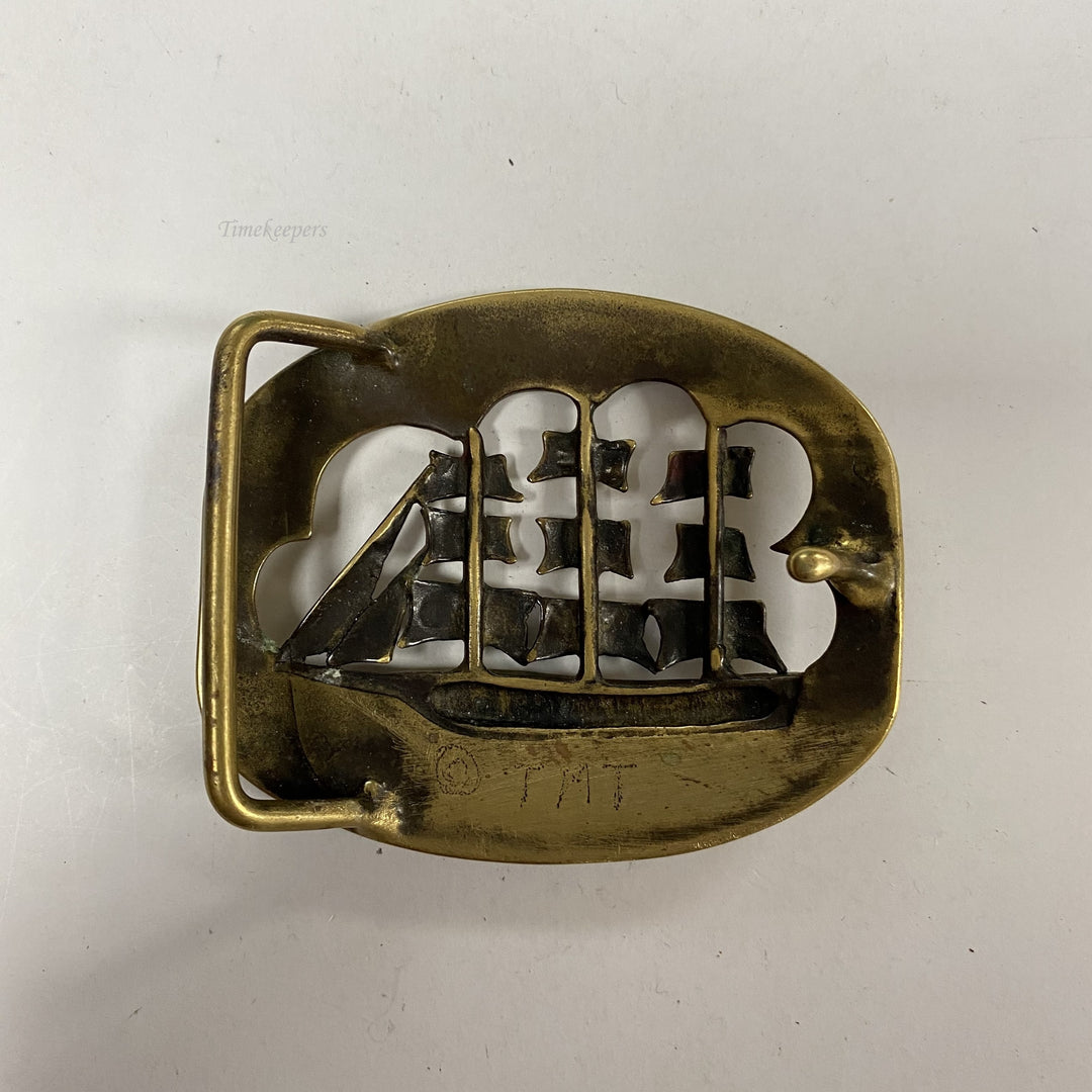 f607 Vintage Gold Tone Sailboat Limited Edition Belt Buckle