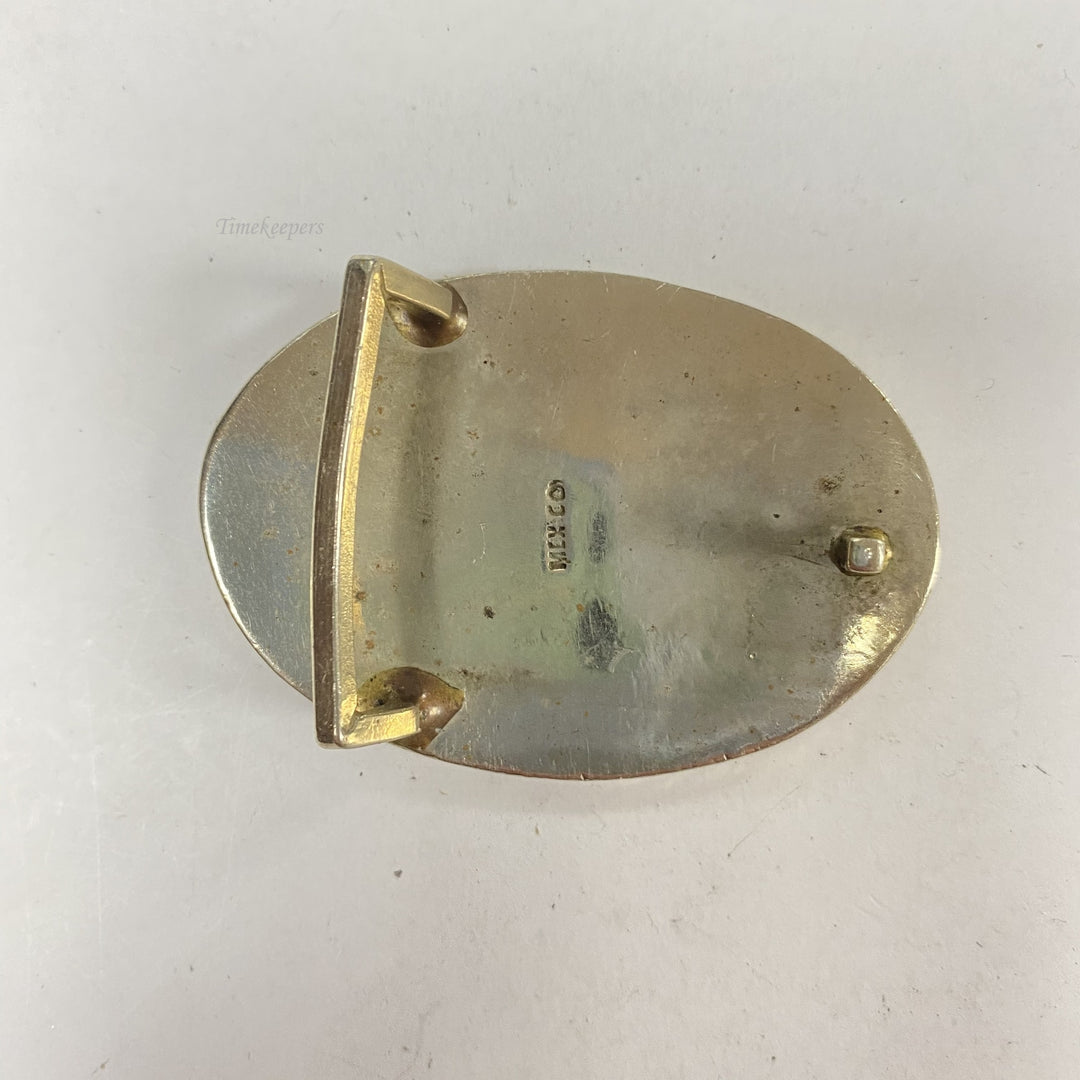 f637 Vintage Silver Tone Limited Edition Men's Belt Buckle Mother of Pearl