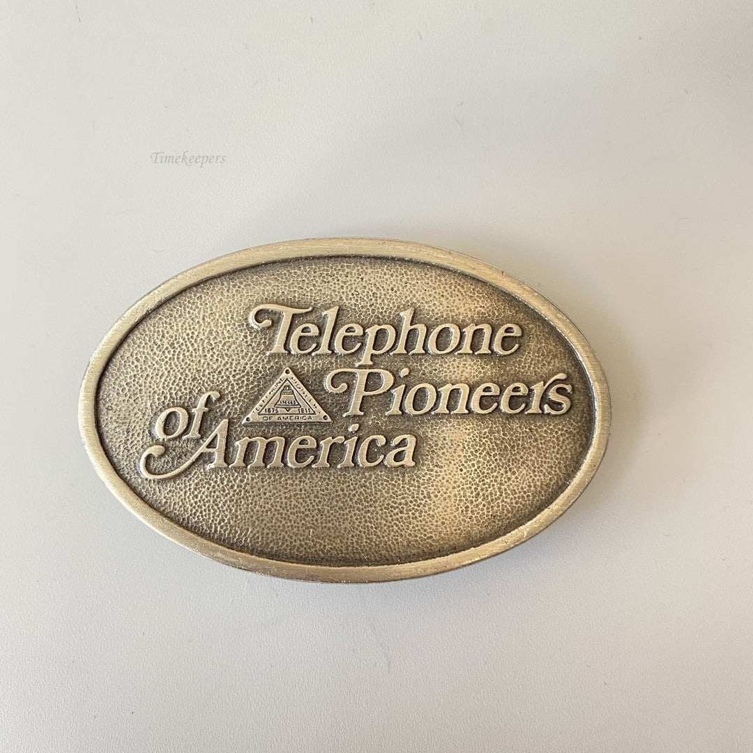 f665 Vintage Silver Tone Limited Edition Men's Belt Buckle Telephone Pioneers