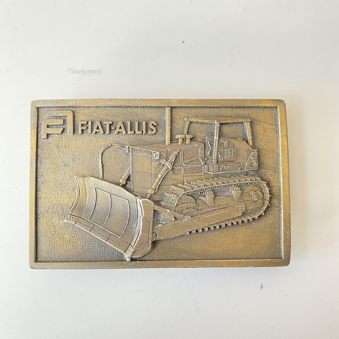 f672 Vintage Gold Tone Metal Limited Edition Men's Belt Buckle Fiat-Allis 1976