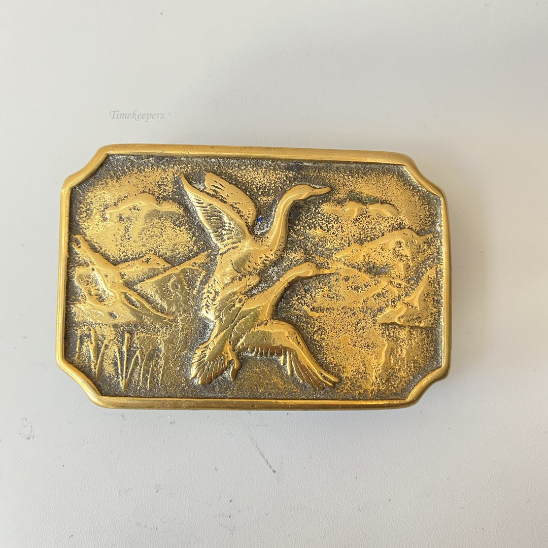 f674 Vintage Gold Tone Metal Limited Edition Men's Belt Buckle Solid Brass Birds