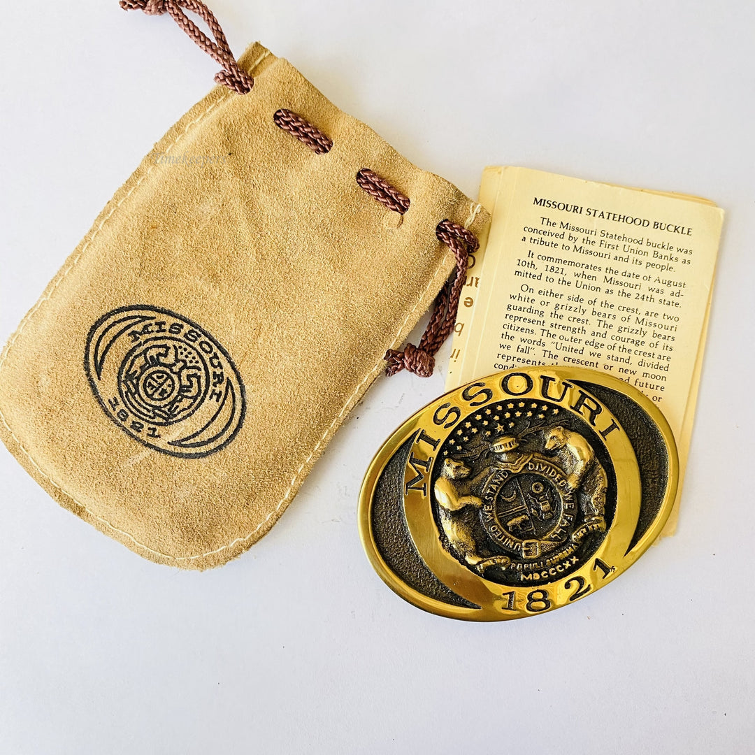 f684 Vintage Hand Cast in Brass Limited Men's Belt Buckle Missouri Statehood