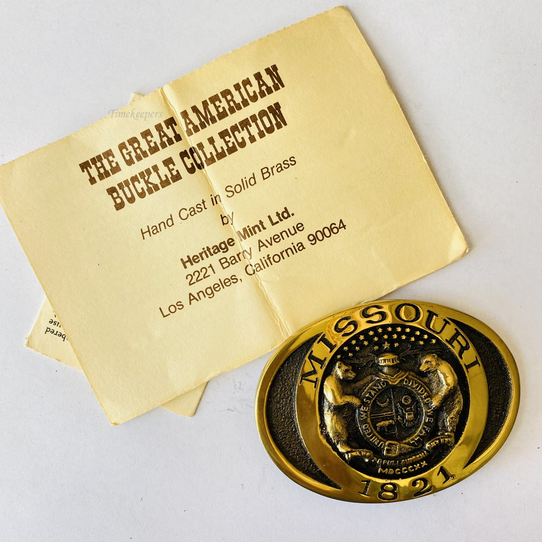 f684 Vintage Hand Cast in Brass Limited Men's Belt Buckle Missouri Statehood