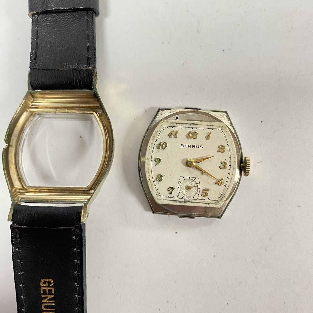 f749 Vintage Benrus Swiss Men's Wrist Watch Stainless steel 10K RGP Bezel 15J