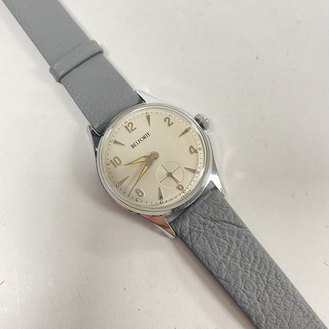 f774 Vintage Belforte Mechanical Men's Wrist Watch Chromium & Stainless Steel 7J