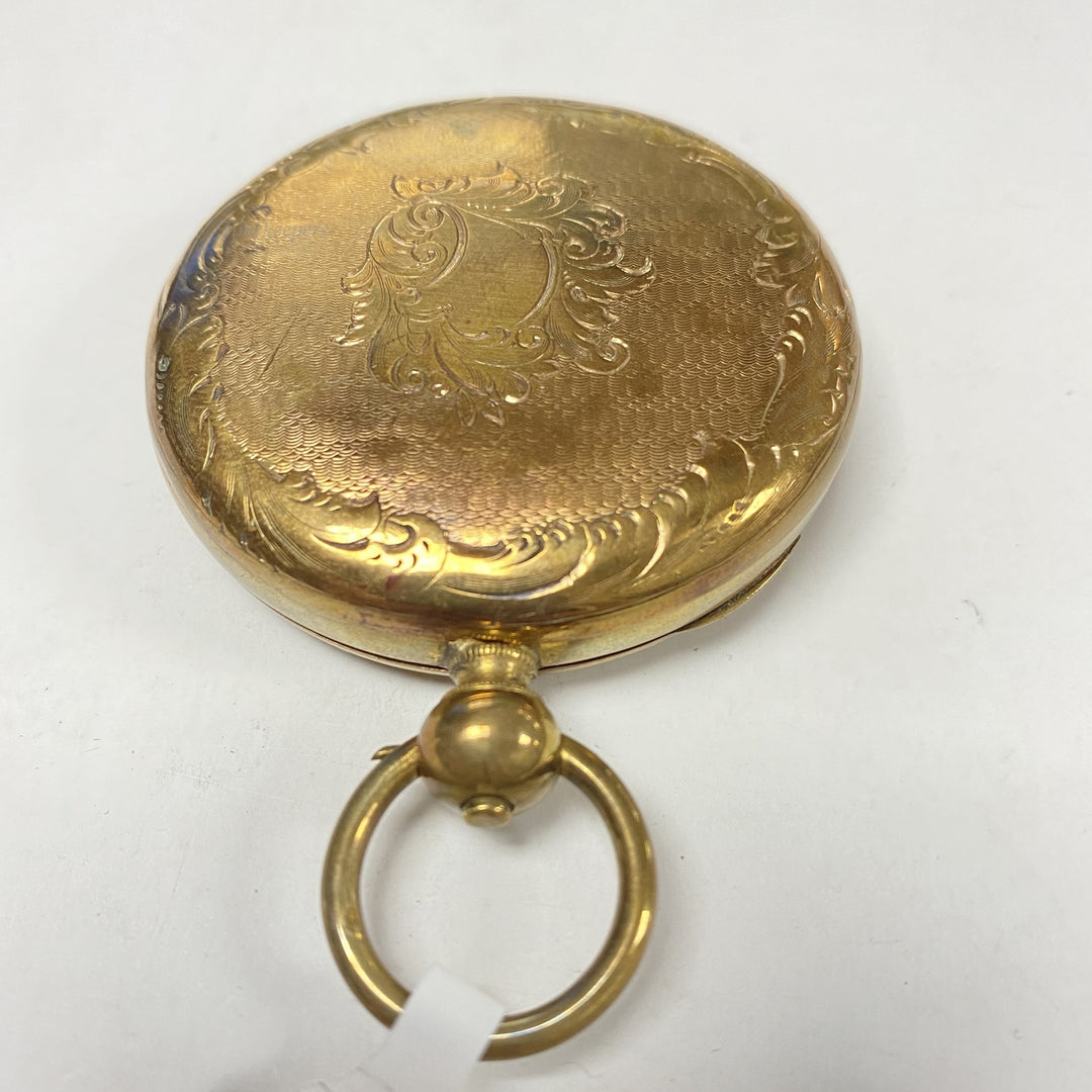 f886 Antique M.J.Tobias Liverpool Gold Tone Mechanical Pocket Watch