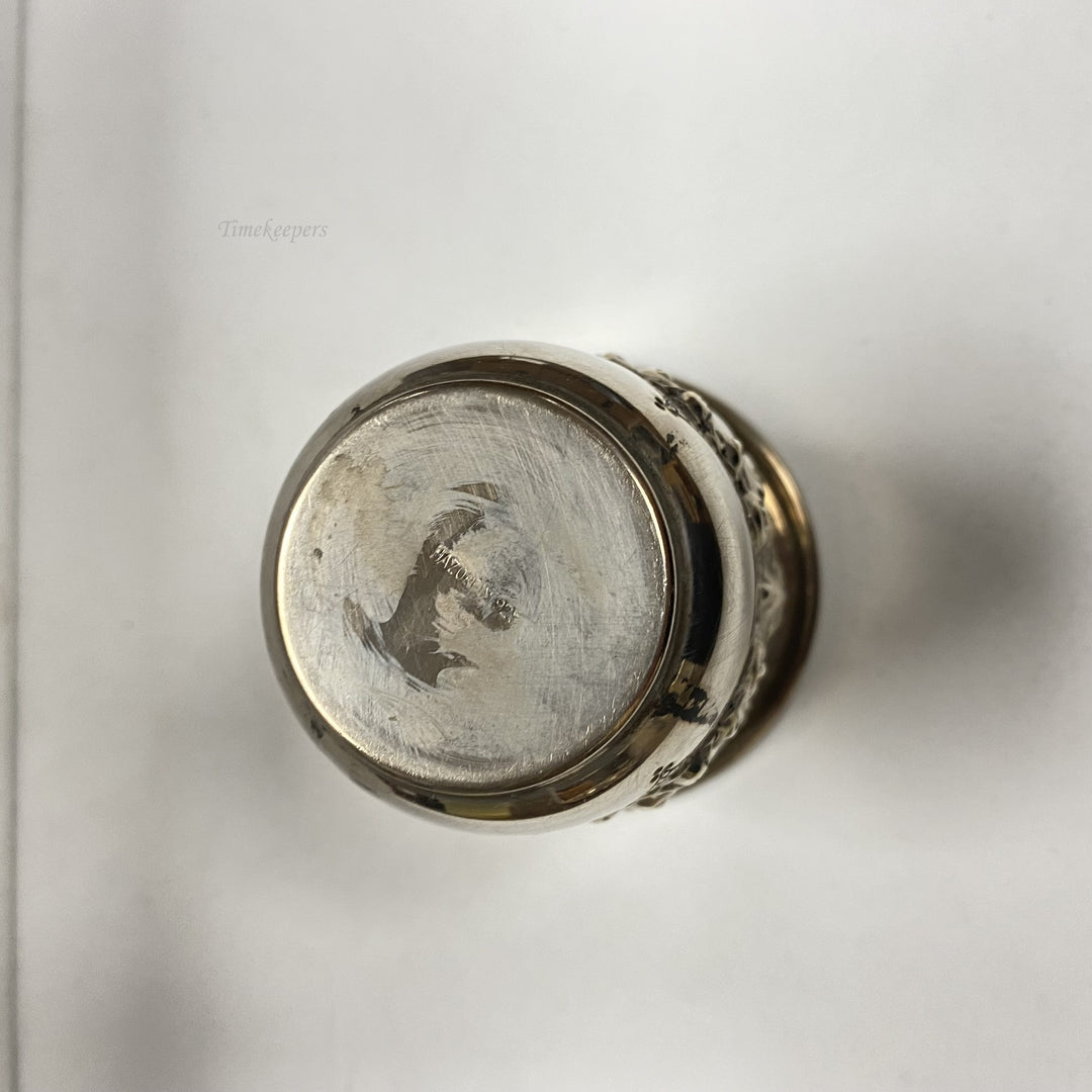 f931 Antique Hazorfim 925 Sterling Silver Israel Carved Wine Cup Plate Set of 2