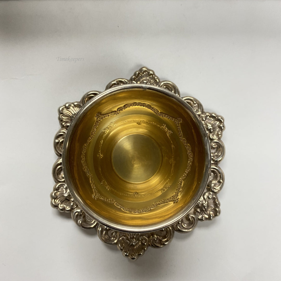 f931 Antique Hazorfim 925 Sterling Silver Israel Carved Wine Cup Plate Set of 2