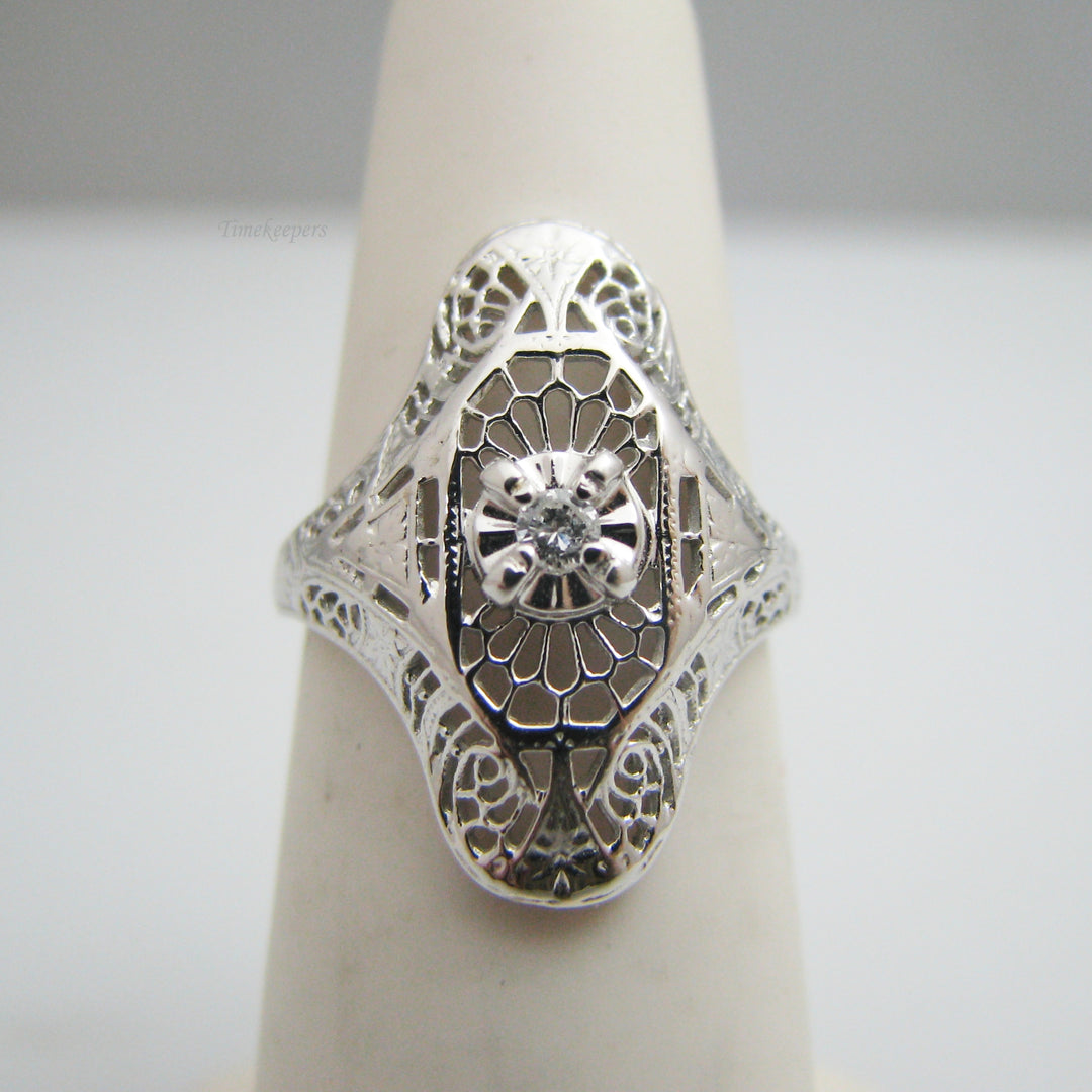 g004 Antique 10kt White Gold Diamond Statement Ring