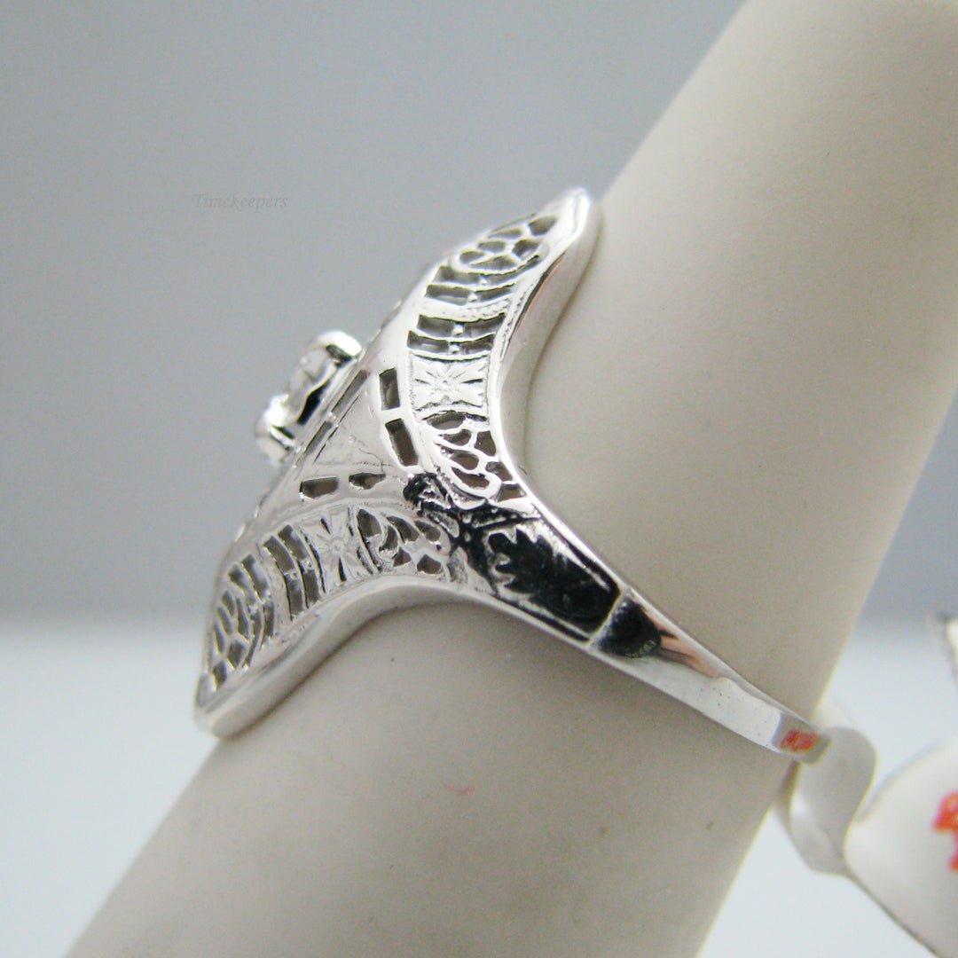 g004 Antique 10kt White Gold Diamond Statement Ring